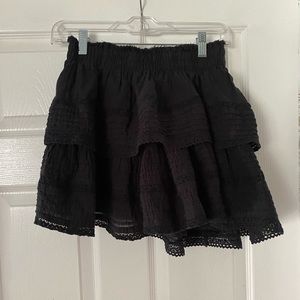aerie rock n ruffle mini skirt black